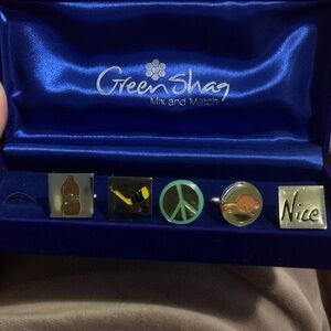 Green Shag Cufflinks Set